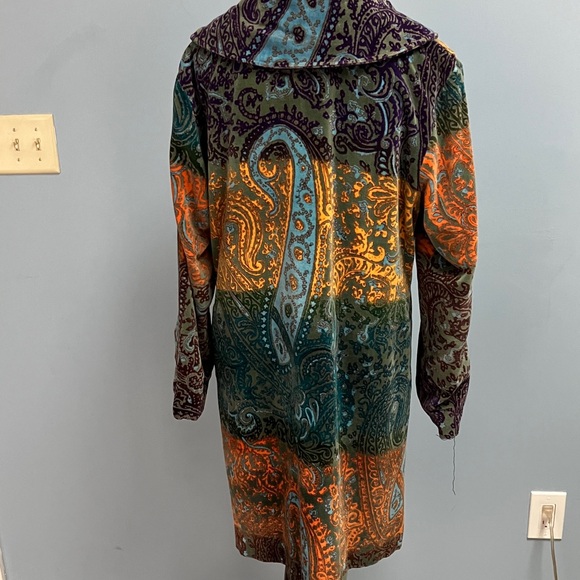 Pyramid Collection Multicolor Paisley Cotton Velvet  Size 14 Coat With Pockets - Picture 5 of 17